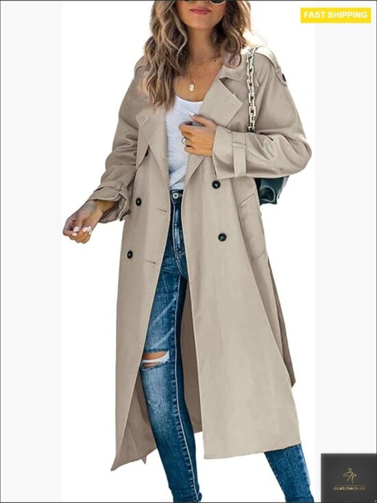 Jackets & Blazers - Slim Fit Trench Coat Classic Elegant Windproof Double Breasted Overcoat with